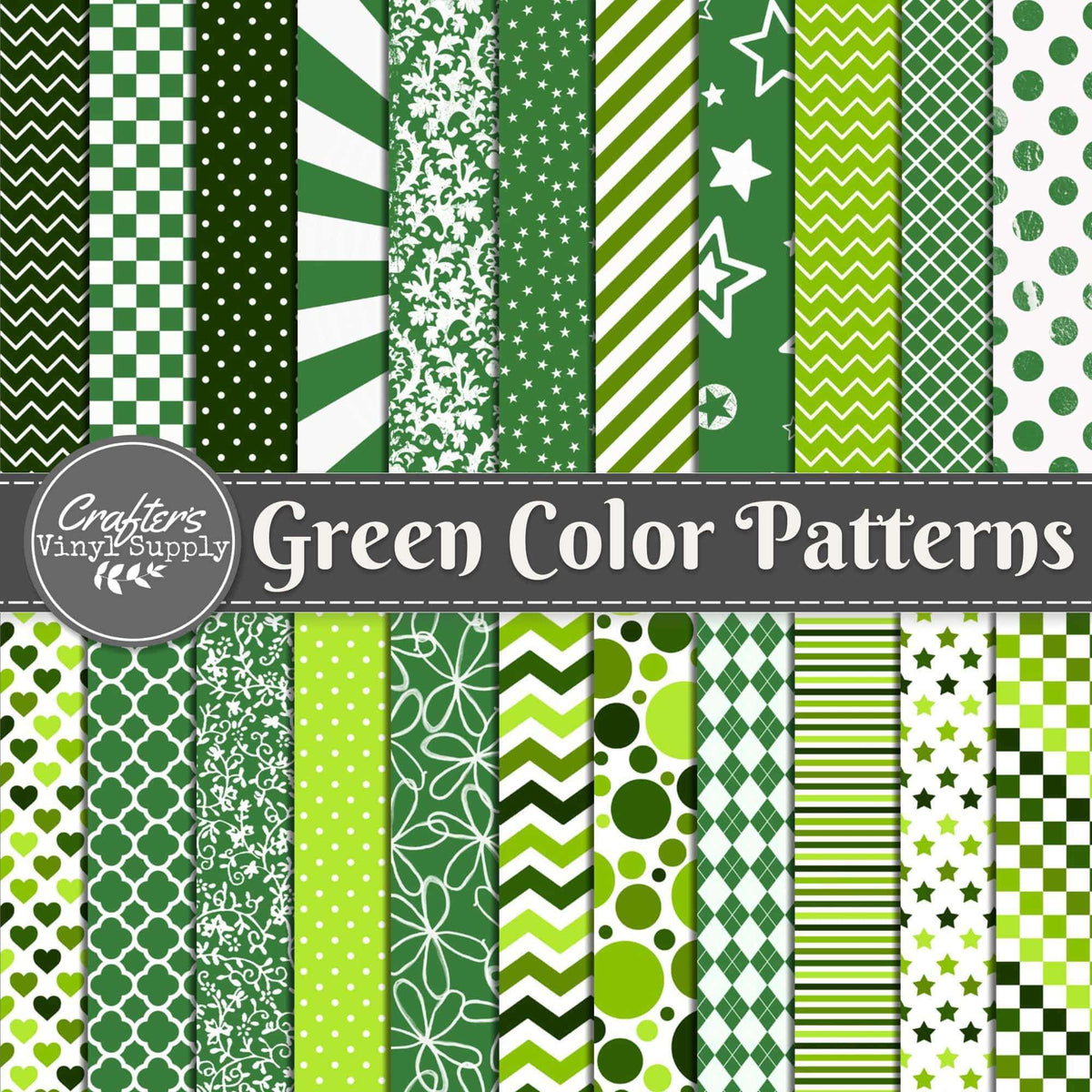 Leafy Rows Green - HTV Pattern