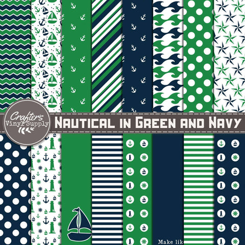 Nautical in Green and Navy Patterns