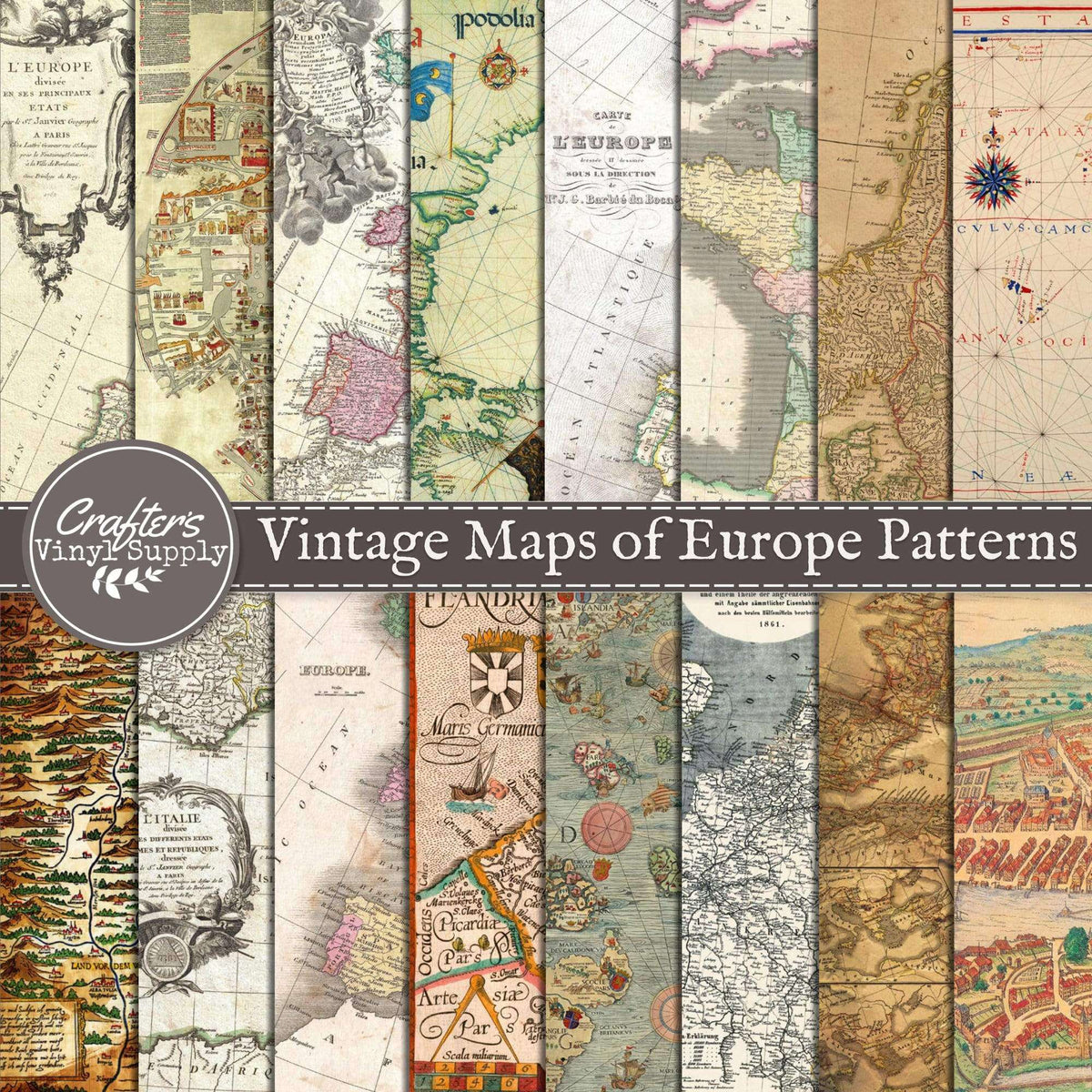 Vintage Maps Of Europe Patterns – Crafter's Vinyl Supply