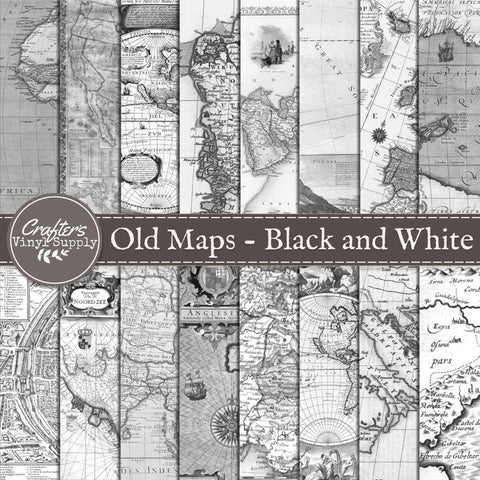 Old Maps Black and White Patterns
