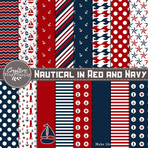 Nautical in Red and Navy Patterns