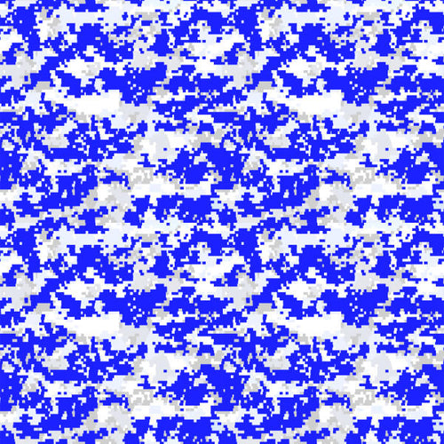 Abstract blue and white pixelated camouflage pattern
