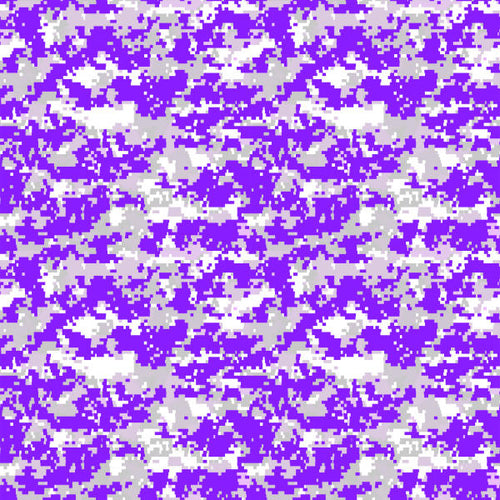 Abstract pixelated camouflage pattern in shades of purple and white