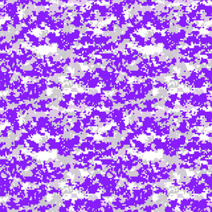 Abstract pixelated camouflage pattern in shades of purple and white