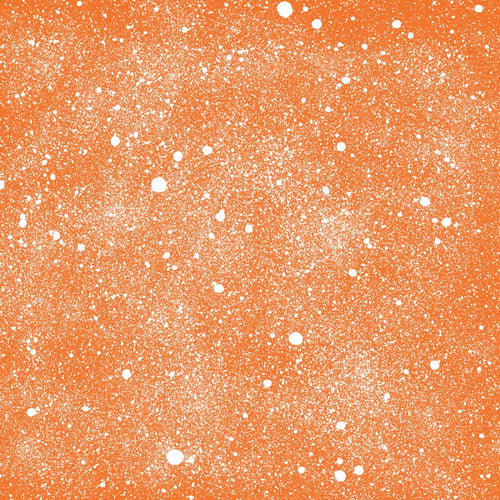 Abstract white speckle pattern on a vibrant orange background