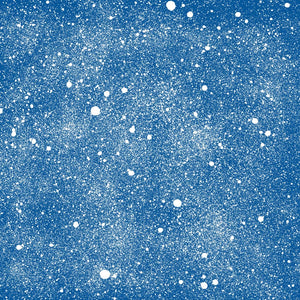 Blue textured background with white speckles resembling snow