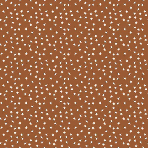Small white stars on a sienna brown background