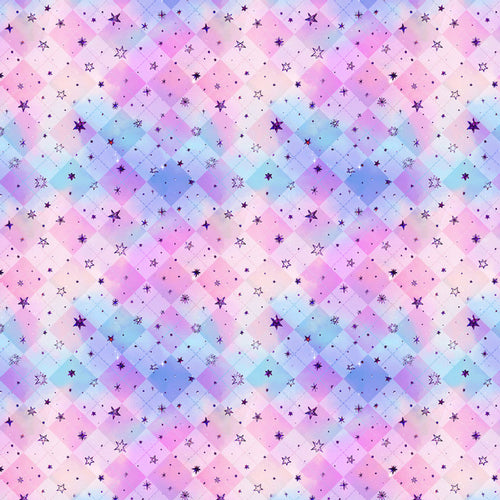 A pastel-toned quilt pattern with stars