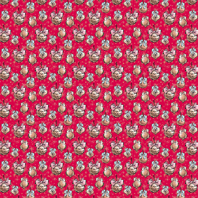 Seamless pattern of playful cartoon cats with bows on a vibrant red background