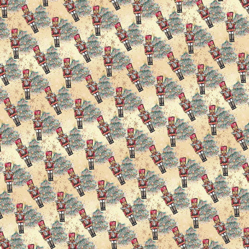 A repeating pattern of vintage-style toy soldiers on a textured background