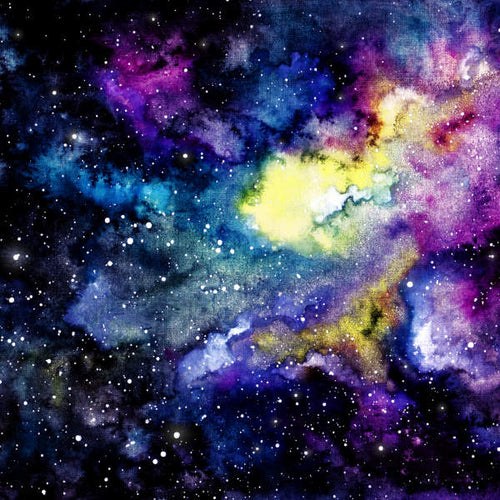 Abstract cosmic watercolor galaxy print