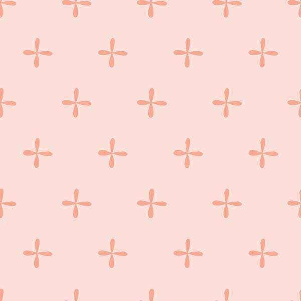 Soft pink background with simple coral flower shapes