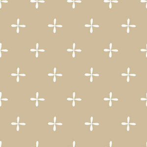 Simple white daisy pattern on a tan background
