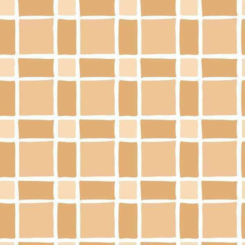 Geometric square grid pattern in beige and white