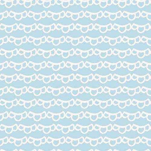 Repeating white chain link pattern on a serene blue background