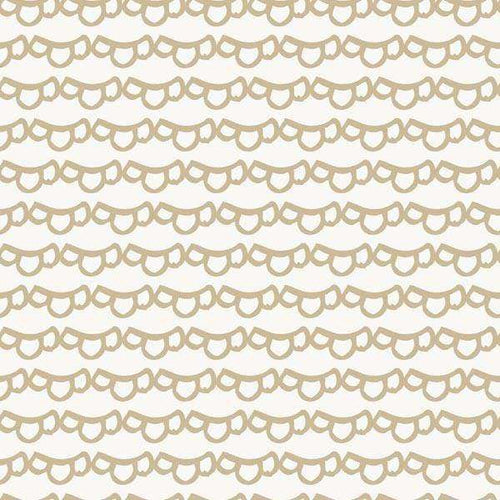 Seamless pattern of connected garland shapes on a beige background