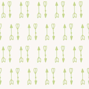 Repeating green arrow pattern on a cream background