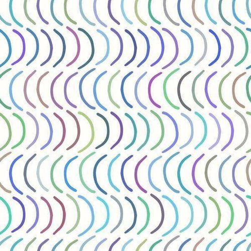 Colorful crescent moon shapes in a repeated pattern