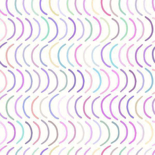 Assorted pastel crescent shapes forming a wavy pattern
