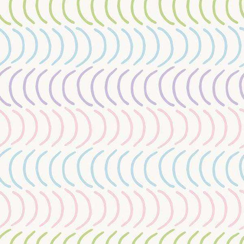 Repeated pastel crescent shapes on a neutral background
