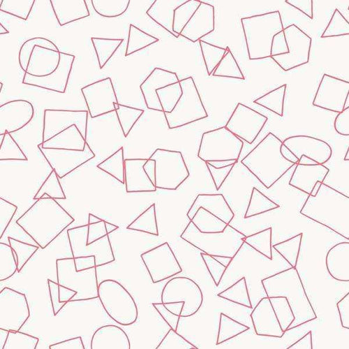 Hand-drawn geometric shapes on a pink background