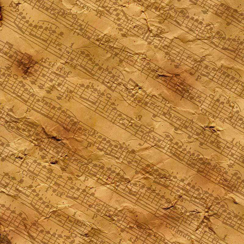 Aged sheet music pattern on crumpled parchment
