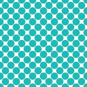 Teal polka dots on a white background