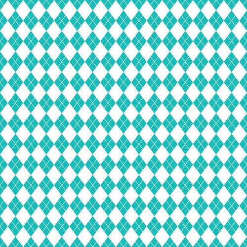 A repeating pattern of aqua and white diamond shapes