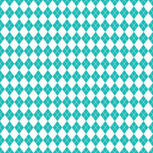 A repeating pattern of aqua and white diamond shapes