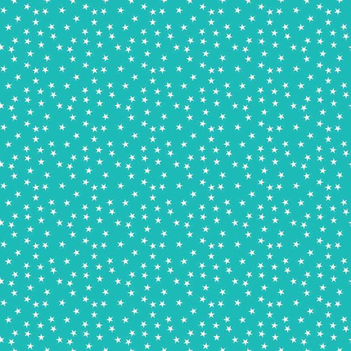 A repeating pattern of small white stars on an aqua background