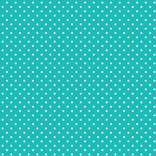 Teal background with white polka dots pattern