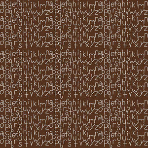 Seamless pattern of musical notes and alphabet letters on a dark chocolate background