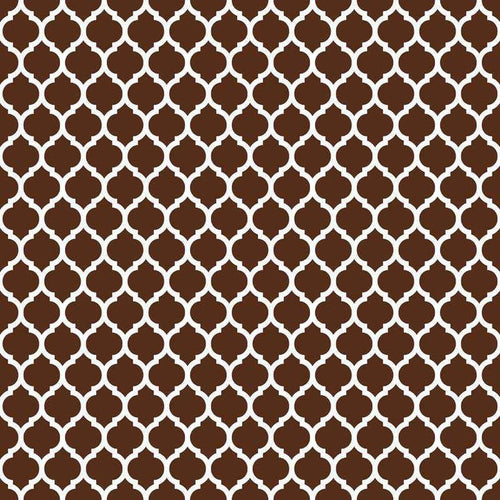 Seamless brown quatrefoil pattern on a cream background