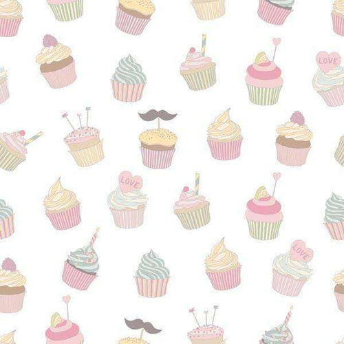 Assorted cupcakes pattern with playful decorations