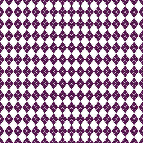 Checkerboard pattern of purple and white diamonds