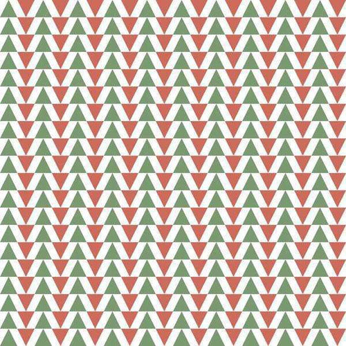 Geometric triangle pattern in red, green, and cream