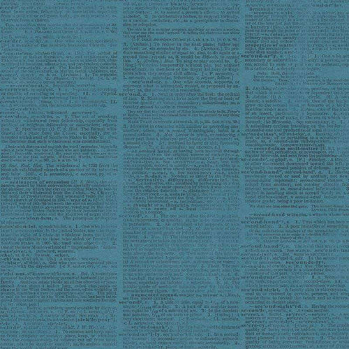 Text-patterned blue fabric design
