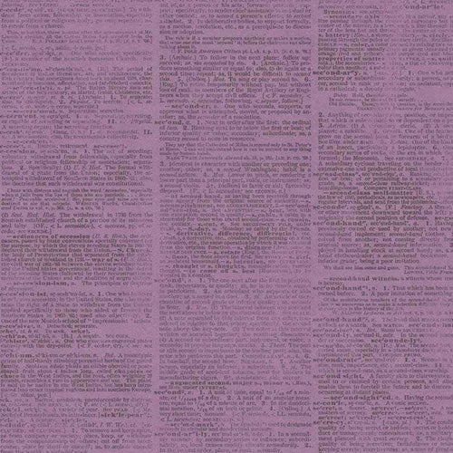 Abstract pattern with overlapping vintage text in shades of purple