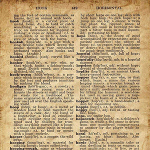 Antique dictionary page with definitions for words from 'hook' to 'horsal'
