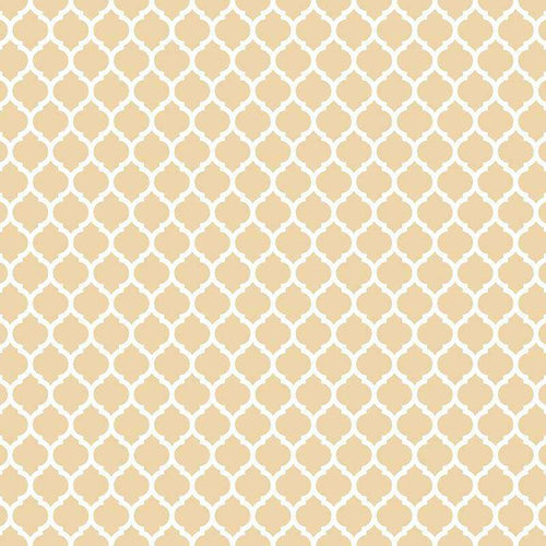 Elegant repetitive arabesque pattern in soft champagne and white