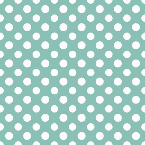 Simple white polka dots on a mint green background