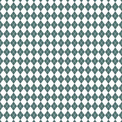 Traditional argyle pattern with white and teal diamonds
