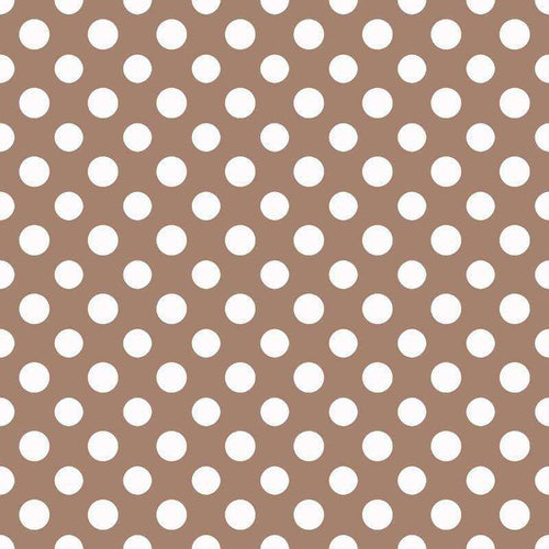 Symmetrical white polka dots on a brown background