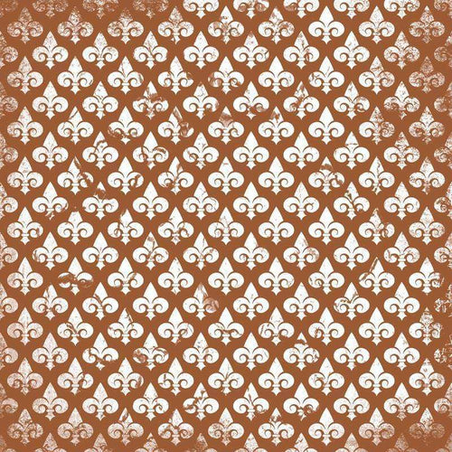 Aged fleur-de-lis pattern on a brown background