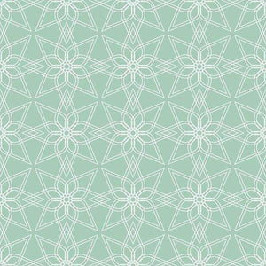 Geometric floral pattern on mint green background