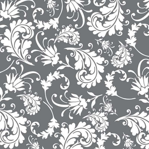 Grey and white floral damask pattern