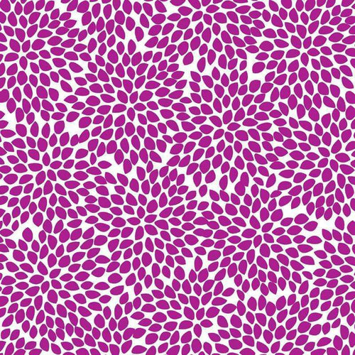 Vibrant purple teardrop shapes swirling in a seamless pattern