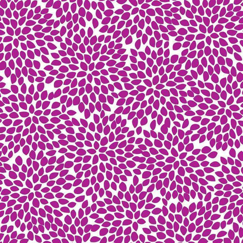 Vibrant purple teardrop shapes swirling in a seamless pattern