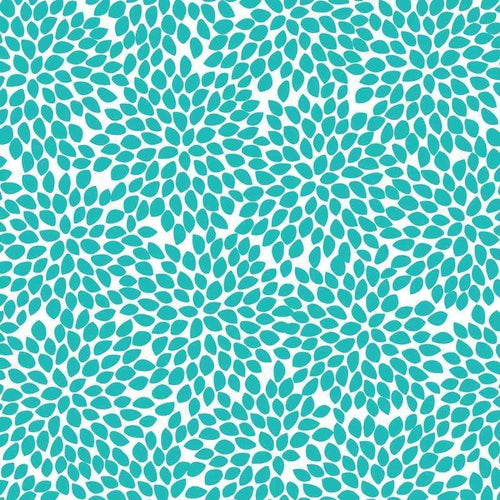Stylized floral pattern in aqua blue and white