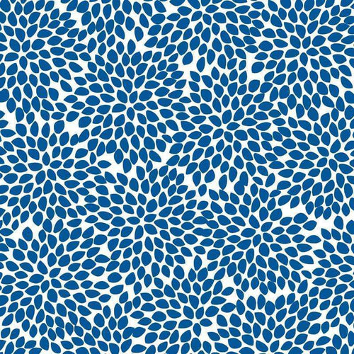 Blue petal-like pattern on white background